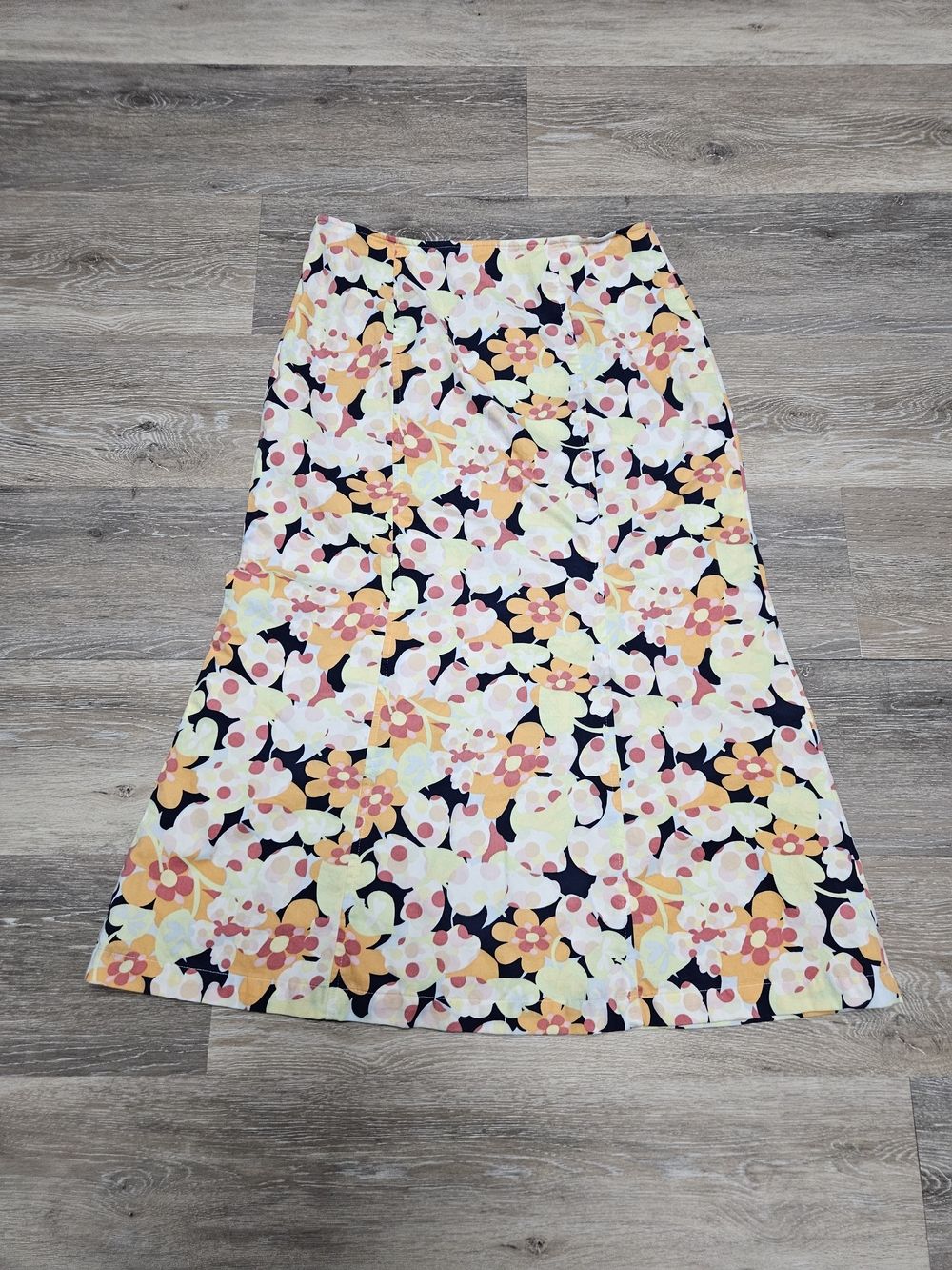 Talbots Floral Midi Skirt in Black, Yellow, Pink and Orange - Picture 7 of 7